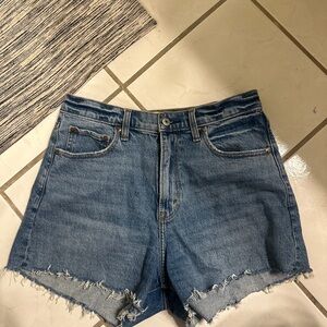 HARDLY WORN Abercrombie & Fitch Blue Jean Shorts High-Waisted Frayed Hem